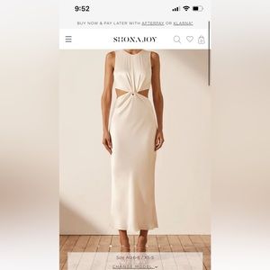 Shona Joy Twist Front Sleeveless Midi Dress - Cream, sz 4, worn once